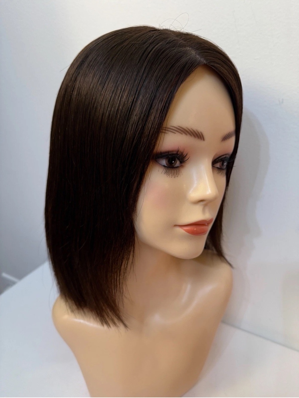 14” ADiva Wig Silk Top Kosher Sheitel Bob Wig Brown 100% Human Hair